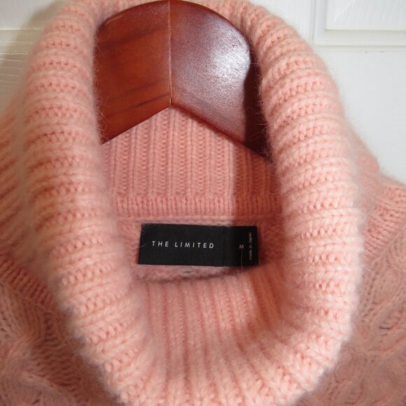 The Limited Turtleneck Cable Knit Wool & Angora Blend Sweater Pink Size Medium - Picture 7 of 9